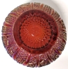 Unsigned Indiana Glass Iridescent CADMIUM & Red Glass Bowl | 6.75" Diameter x 4.25" Tall | Glows Under Black Light! - 5