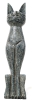 Large Wood Carved Happy Cat Statue | 14.8" Tall - 6