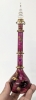 Beautiful Purple, Gold & Clear Egyptian Glass Perfume Bottle with Intact Dauber | 9.25" Tall - 3