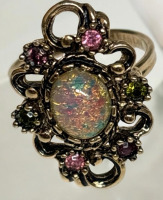 Large Gold Opal Ring Sarah<br/>Coventry Vintage Adjustable