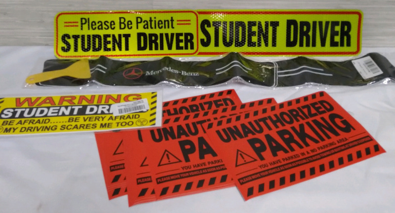 New "Driving" Stickers & Parking Stickers. Widest is 12" long