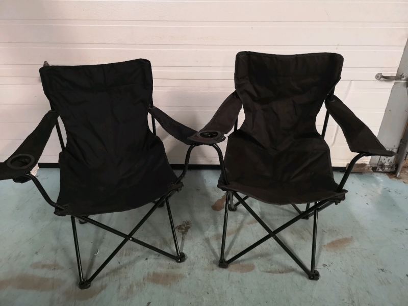 2 Folding Portable Chairs - Black