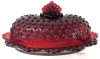 Unsigned L.E. Smith CADMIUM Ruby Red Glass Hobnail Butter Dish | 7.75" x 3.5" Tall | GLOWS Under Black Light! - 4