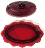 Unsigned L.E. Smith CADMIUM Ruby Red Glass Hobnail Butter Dish | 7.75" x 3.5" Tall | GLOWS Under Black Light! - 5