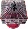 CADMIUM Ruby Red Glass Square Lidded Pedestal Candy Dish | 6.5" Tall | GLOWS Under Black Light! - 3