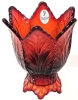 Fenton USA CADMIUM & Red Glass Tulip Reversible Votive / Candle Holder | 3.75" Diam x 3.25" Tall | Glows Under Black Light! - 2