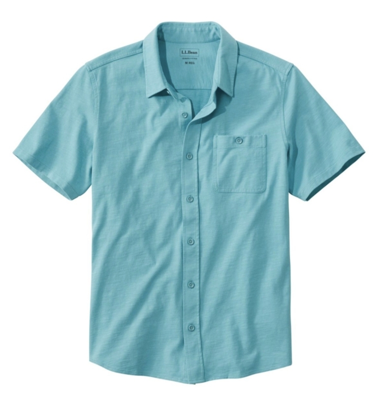 New L. L. Bean Organic Cotton Button-Front Shirt (Sea Blue) Size XL Reg