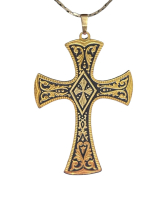 Large Damascus Cross Pectoral Pendant with Chain