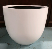 New White Green Theory Fiberglass Planter 16" Tall & 17.5" Diameter