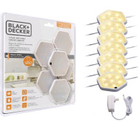 7pcs New | Black & Decker L.E.D Under Cabinet Puck Light Kit | Colour: Warm White | * Retails For $64.60 *<br/>