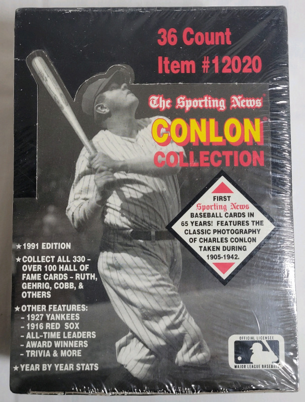 1991 The Sporting News Conlon Collection Baseball Trading Card Wax Box , Sealed . 36 Packs ,