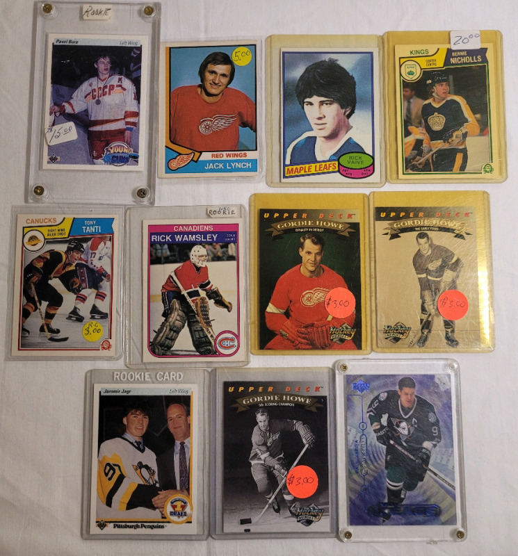 Vintage 1974 - 1999 NHL Hockey Trading Card Singles . 11 Trading Cards . Includes Jaromir Jagr Rookie Card