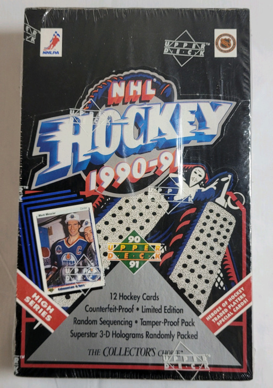 1990 - 91 Upper Deck High Series NHL Hockey Trading Card Sealed Wax Box . 36 Card Packs , 12 Cards per Pack