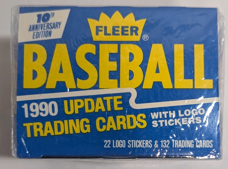 1990 Fleer Update Sealed Wax Box - MLB Baseball Trading Cards 10th Anniversary Edition - 22 Logo Stickers - 132 Cards