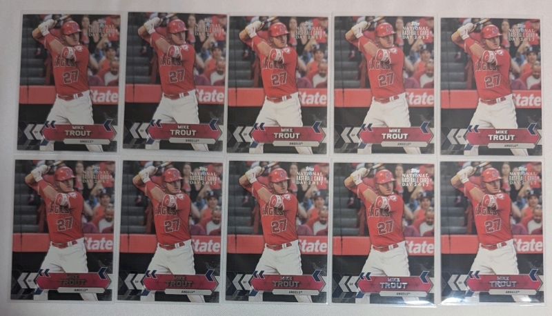 2017 - Topps - National Baseball Card Day - 10 Mike Trout Trading Cards - Code on Back