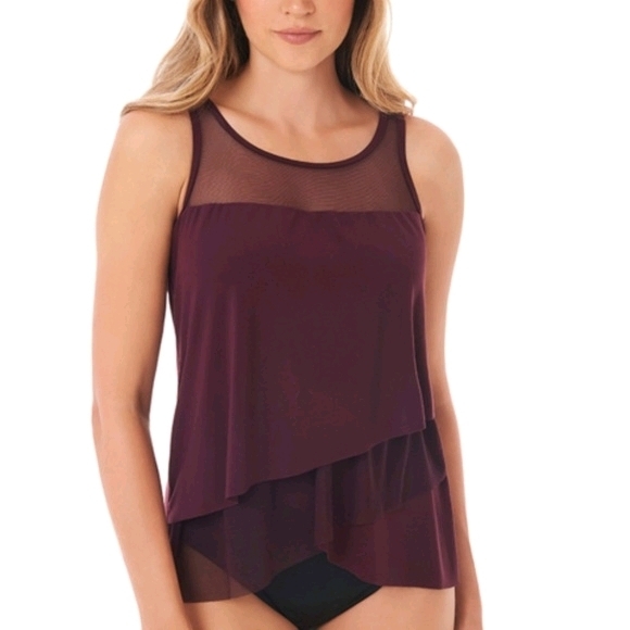 New MiracleSuit DD-Cup Solid Mirage Swim Top Shiraz (Size 14, DD)