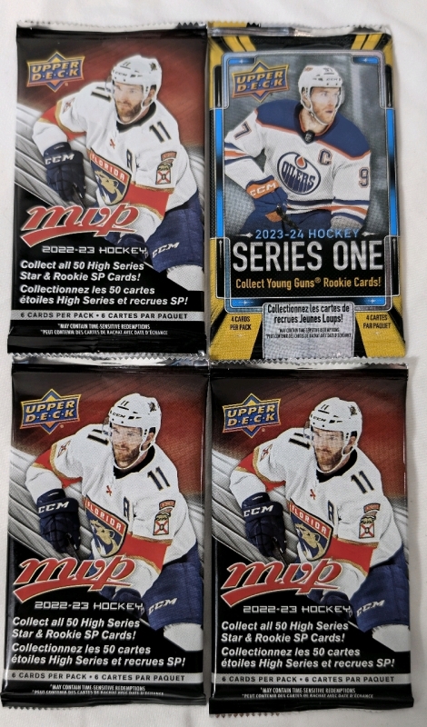 NEW Unopened 2022-23 Upper Deck NHL MVP Hockey Cards & 2023-24 Upper Deck Hockey Series One Card Pack Lot