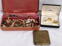 Men's Dresser Lot- Tie Clips & Cufflinks + Cigarette Case