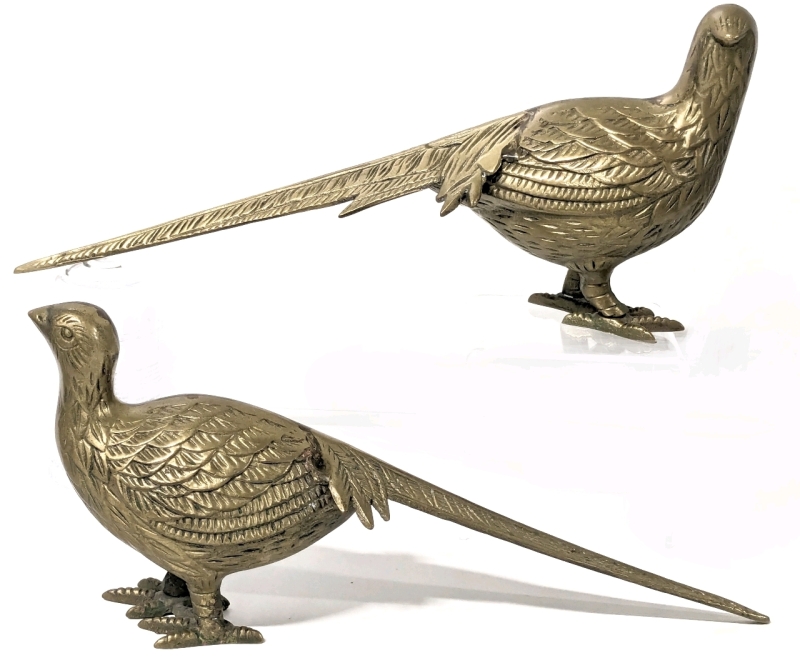 Pair of vintage Large Brass Pheasants | 12.5" Long ea