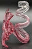 Gorgeous MURANO Italy Art Glass Flower w Twisted Stem | Clear, Magenta, Pink & Sparkles | 5.25" Tall - 2