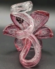 Gorgeous MURANO Italy Art Glass Flower w Twisted Stem | Clear, Magenta, Pink & Sparkles | 5.25" Tall - 3