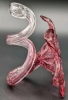 Gorgeous MURANO Italy Art Glass Flower w Twisted Stem | Clear, Magenta, Pink & Sparkles | 5.25" Tall - 4