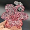 Gorgeous MURANO Italy Art Glass Flower w Twisted Stem | Clear, Magenta, Pink & Sparkles | 5.25" Tall - 5