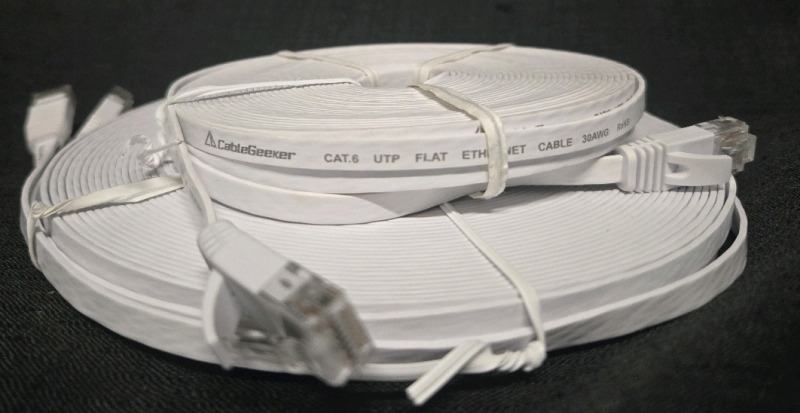 2 Pcs New | Cable Geeker Cat.6 UTP Flat Ethernet Cables W/ 30 AWG
