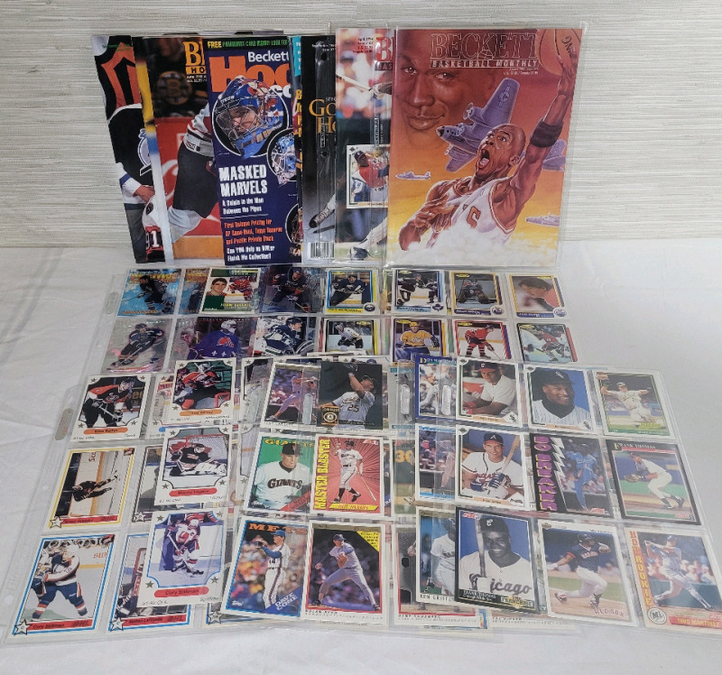 Hockey & Baseball Trading Card Singles plus Sports Magazines .