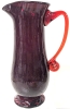 Silver Dollar City Handcrafted Amethyst Glass Pitcher w Curly CADMIUM Handle | 7.5" Tall - 3