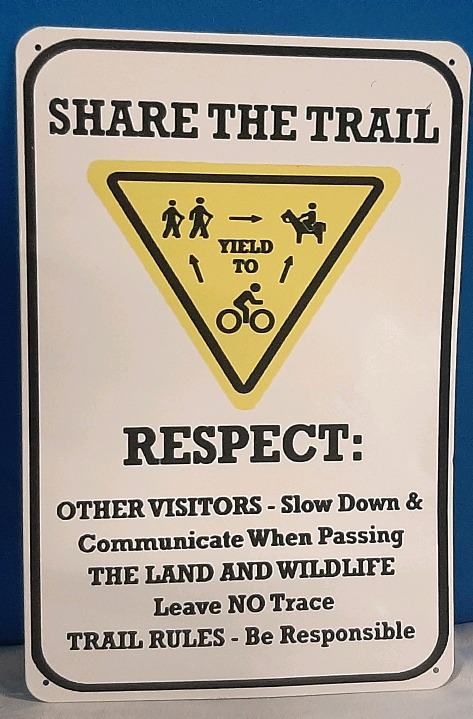 New Share The Trail Metal Sign - 12" X 8"
