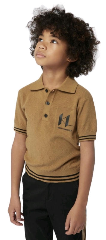 New Boys Size 8 (126cm) | KARL LAGERFELD Boys Beige Logo Polo Shirt | Retails for Over $180!