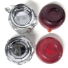 CADMIUM Ruby Red Glass Cream & Sugar with Chrome Plated Pedestal Bases, Made in England | 2.6" Tall ea - 5