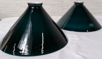 Vintage Pair Of Emeralite Lamp Shades Green *Minor Chips On Edges* One Shade Is Slightly Larger