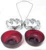 CADMIUM Ruby Red Condiment Dishes with Chrome Plated Caddy | 6.75" Tall - 3