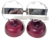 CADMIUM Ruby Red Condiment Dishes with Chrome Plated Caddy | 6.75" Tall - 4