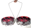 CADMIUM Ruby Red Condiment Dishes with Chrome Plated Caddy | 6.75" Tall - 5