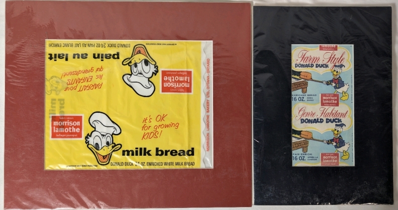 Vintage Morrison Lamothe Disney Donald Duck Bread Packaging Advertisement Lot