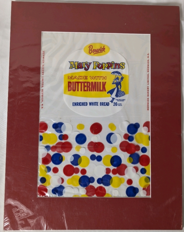 Vintage 1964 Berwick Bakery Disney Mary Poppins Bread Wrapper Advertisement