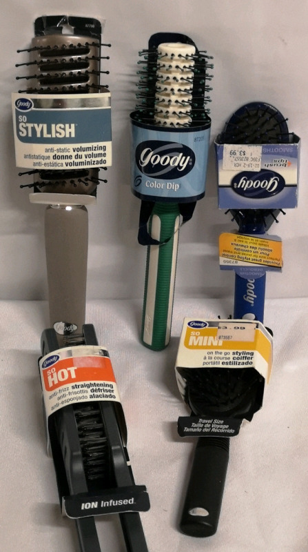 5 New Goody Hair Brushes - Various Styles