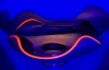 Ruby Red Glass Folded Edge Dish with Glowing CADMIUM Rim | 7" Diameter x 2.8" Tall