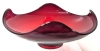 Ruby Red Glass Folded Edge Dish with Glowing CADMIUM Rim | 7" Diameter x 2.8" Tall - 2