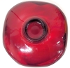 Ruby Red Glass Folded Edge Dish with Glowing CADMIUM Rim | 7" Diameter x 2.8" Tall - 4