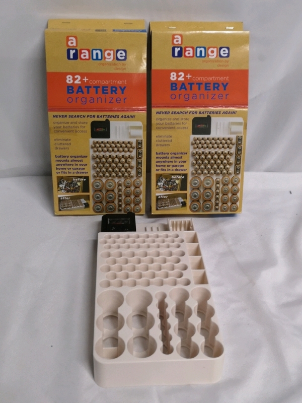 2x New Arange 82+ Compartment Battery Organizers with Battery Tester