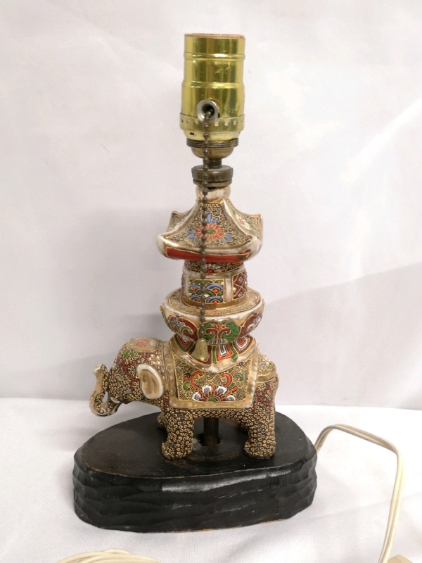 Ceramic Elephant Lamp 11.25" - Working