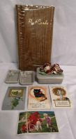 Vintage Post Cards + West Coast Pottery Trinket Box + Post Card Album