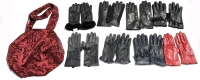 8 Pairs Ladies Size Large Leather Gloves & Bag | Bag Measures 16" x 12.5", 11" Handle Drop