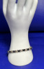 925 CL Sterling Silver Dark Sapphire Line Bracelet Double Safety Bars - 6