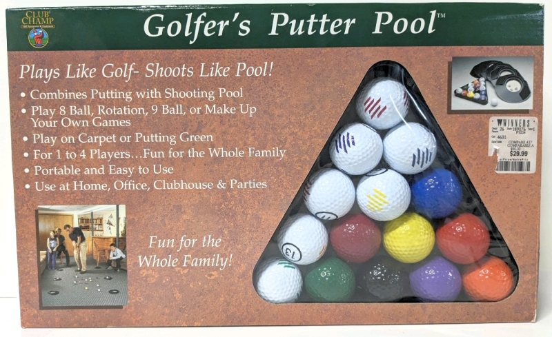 New 2000 Club Champ: GOLFER'S PUTTER POOL | Fun Game Combines Putting w Shooting Pool!