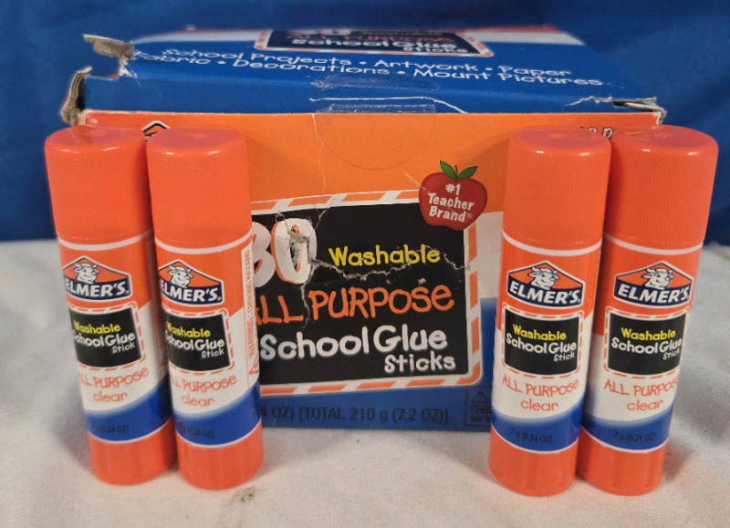 28 Pcs New | Elmer's Washable Non-Toxic School Glue Sticks ( 7g Each ) | All Purpose Clear Glue | Sticks Measure 3" Tall